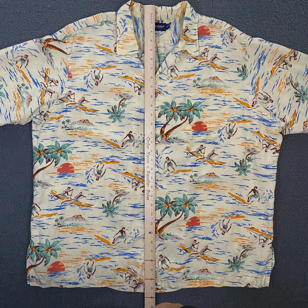Polo Sport Ralph Lauren Shirt Mens 2XL Hawaiian Linen Silk Camp Loop Collar Surf - Picture 8 of 10